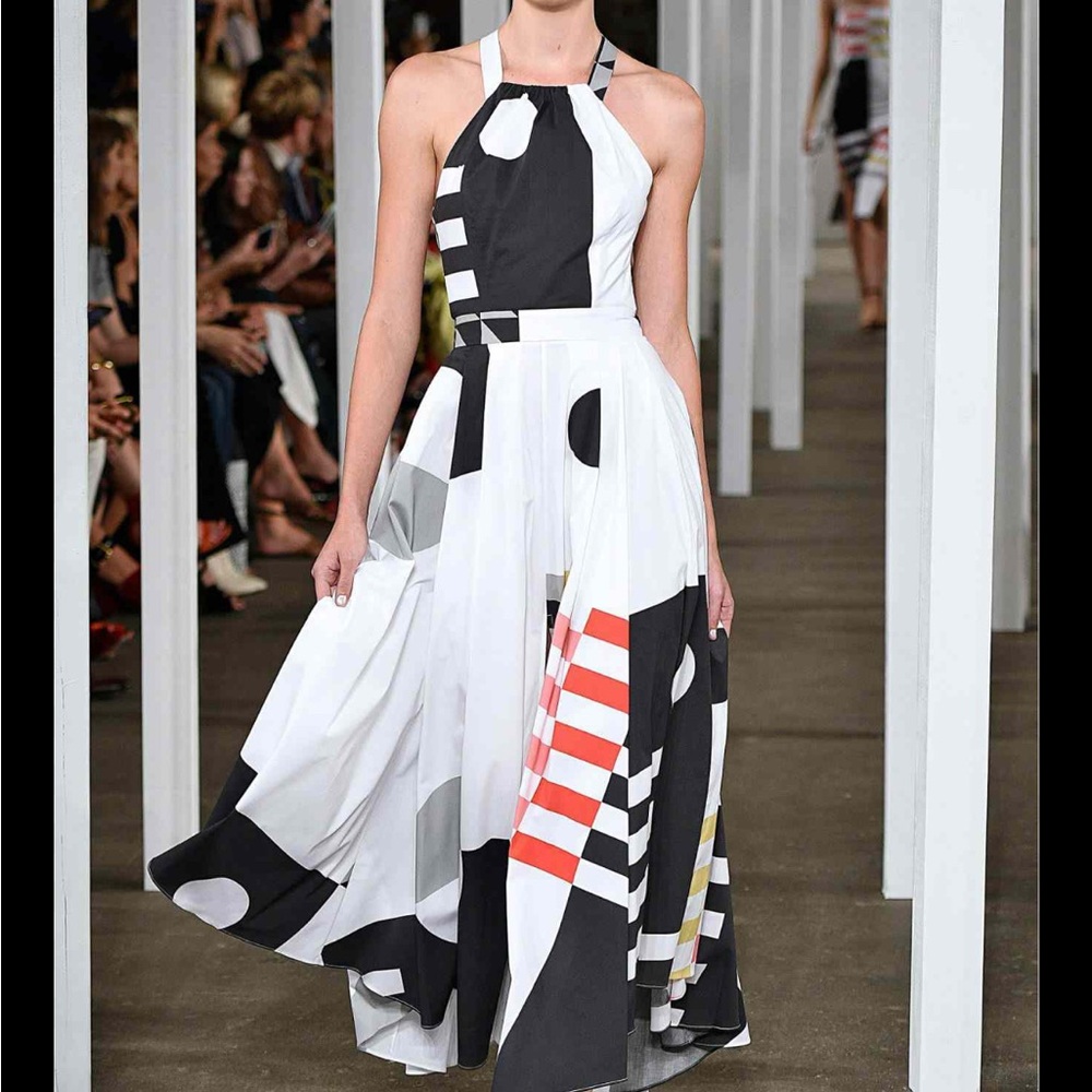 Milly Black and White Geometric Maxi Dress